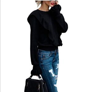 SOLD! Black ruffle sweater (S). BRAND NEW!